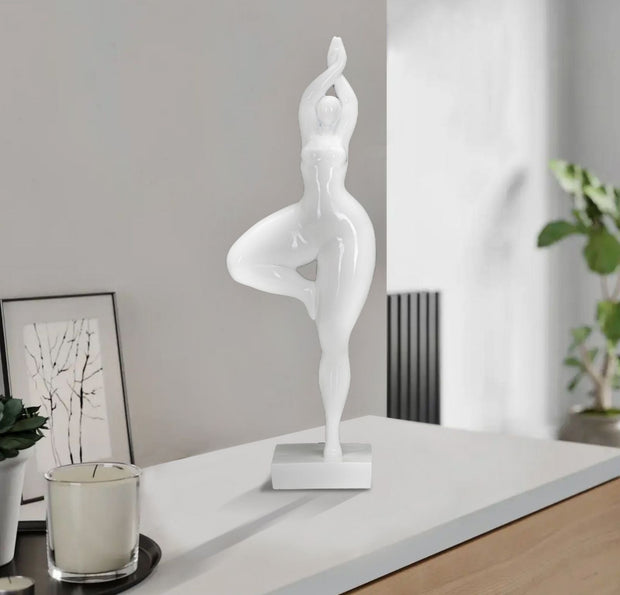 Dekofigur Yoga Frau Weiß 45,8 cm – Skulptur Deko