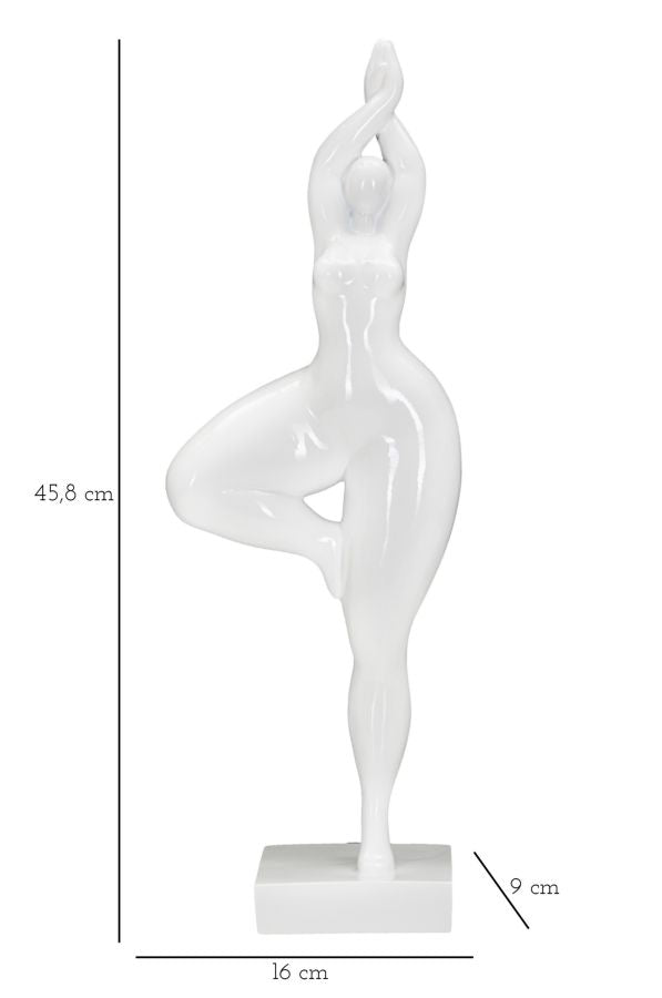 Dekofigur Yoga Frau Weiß 45,8 cm – Skulptur Deko