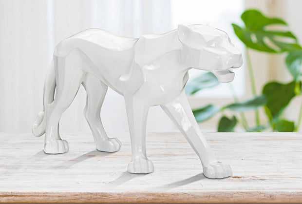 Dekofigur Panther Kubistisch Weiß – Tierfigur