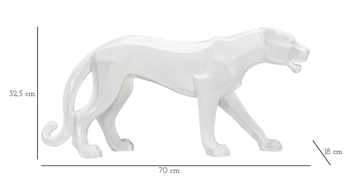 Dekofigur Panther Kubistisch Weiß – Tierfigur