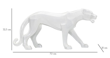 Dekofigur Panther Kubistisch Weiß – Tierfigur