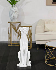 Dekofigur Leopard Sitzend Weiß – Tierfigur