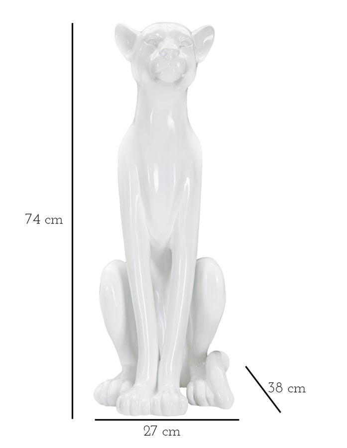 Dekofigur Leopard Sitzend Weiß – Tierfigur