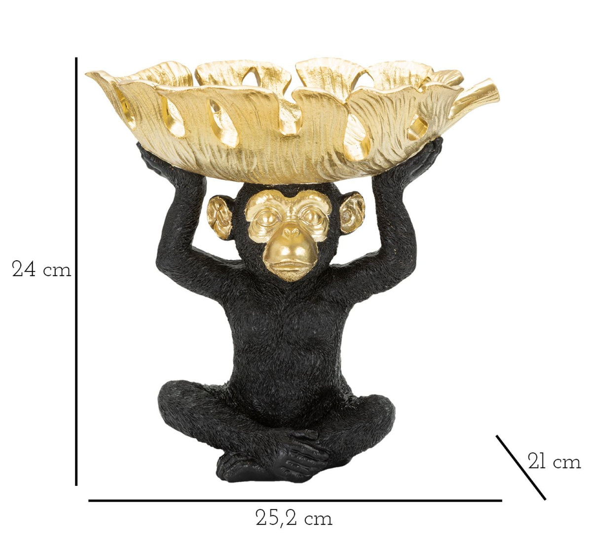 Affe Deko Gold mit Schale – Dekofigur
