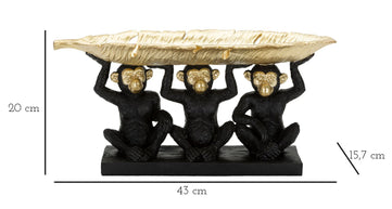 Affe Deko Gold Trio mit Palmblatt – Dekofigur