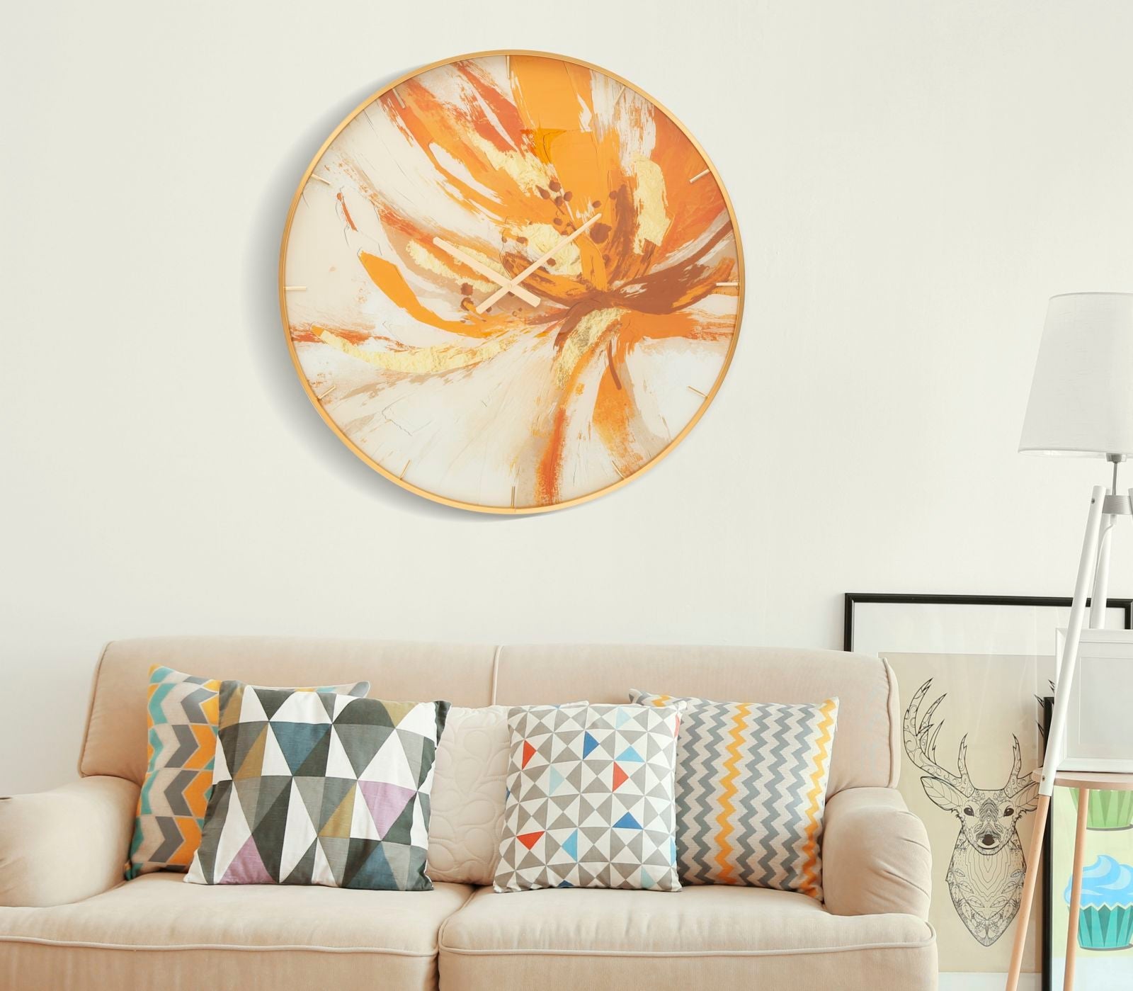 Wanduhr Mosaik Bunt 80 cm A – Uhr Wohnzimmer