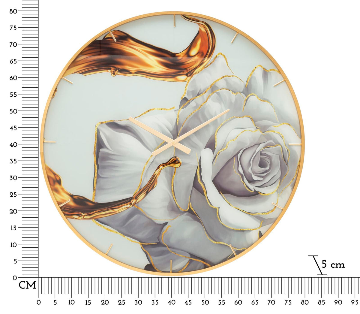 Wanduhr Rosen Bunt 80 cm – Uhr Wohnzimmer