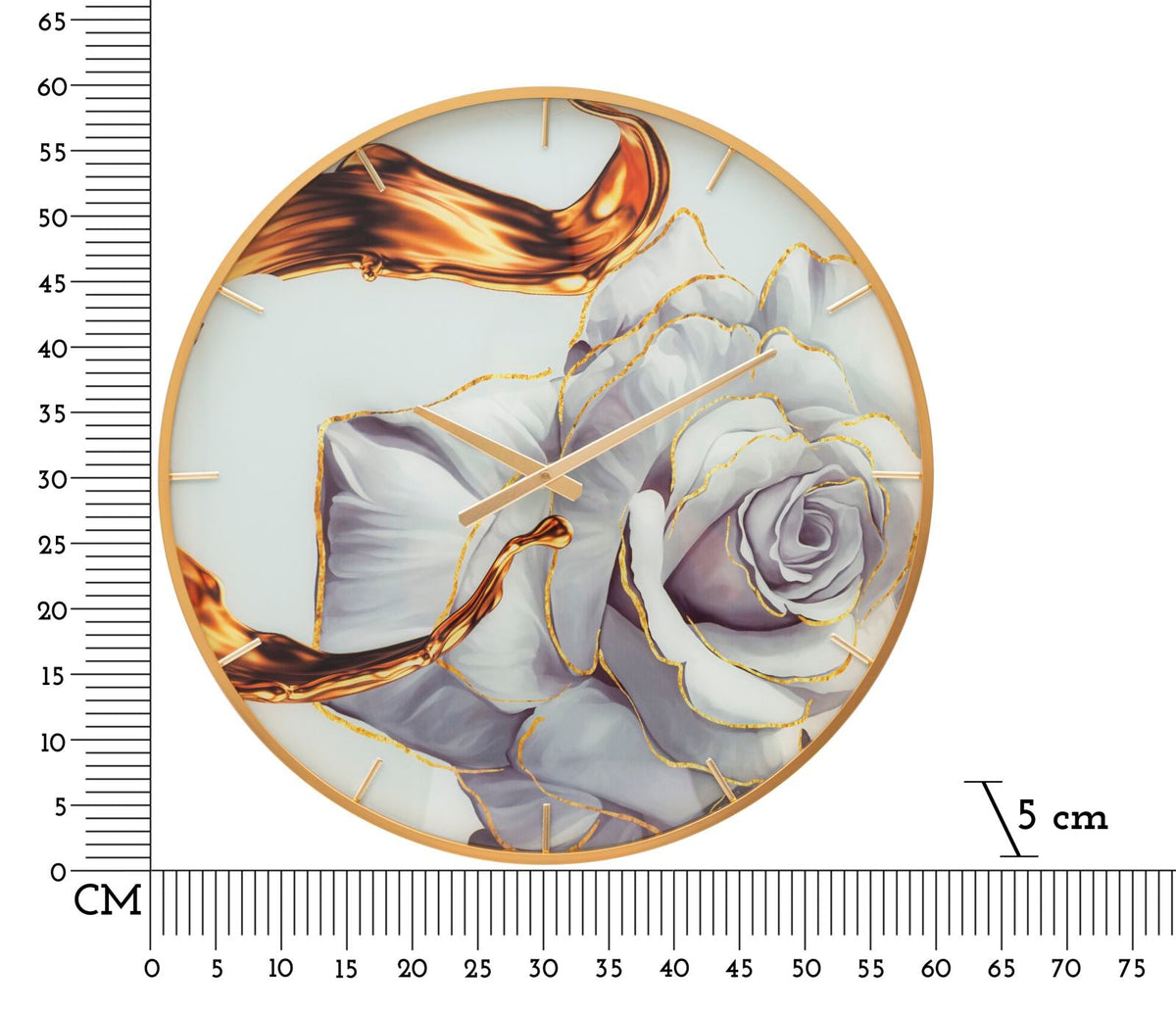 Wanduhr Rosen Bunt 60 cm – Uhr Wohnzimmer
