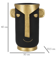 Vase Gesicht Tribal Schwarz Gold – Blumenvase Deko