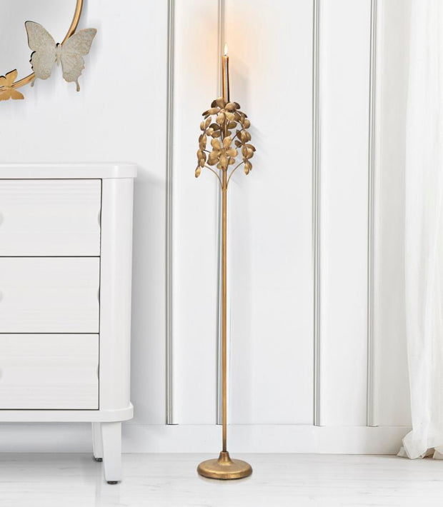 Kerzenständer Flowy Blumen Gold 93 cm – Kerzenständer