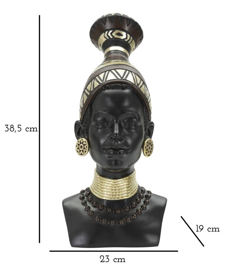 Massai Frau Schwarz Bunt 38,5 cm – Afrikanische Deko