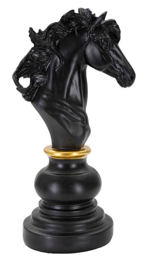 Schachfigur Springer Schwarz Gold 27 cm – Schach Deko