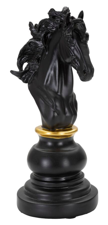 Schachfigur Springer Schwarz Gold 27 cm – Schach Deko