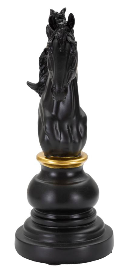 Schachfigur Springer Schwarz Gold 27 cm – Schach Deko