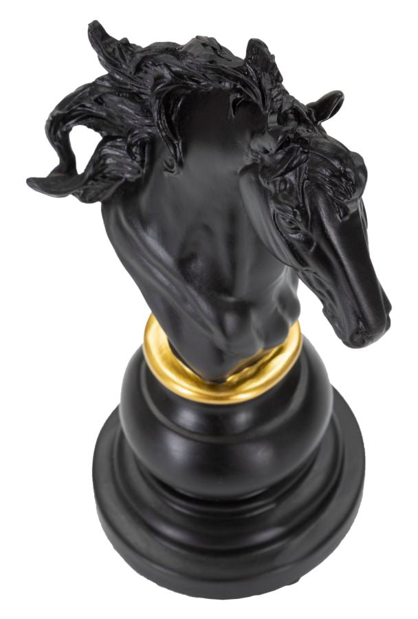 Schachfigur Springer Schwarz Gold 27 cm – Schach Deko