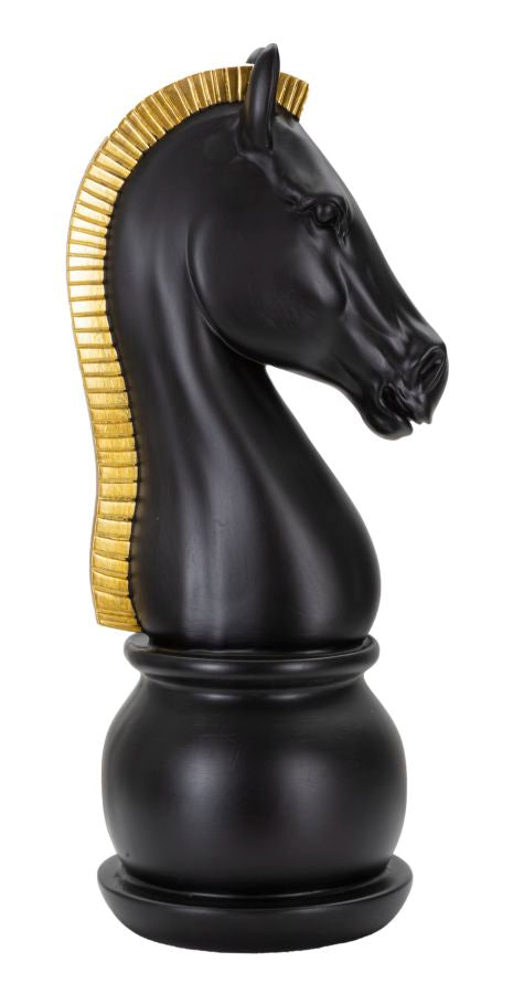 Schachfigur Springer Schwarz Gold 50 cm – Schach Deko