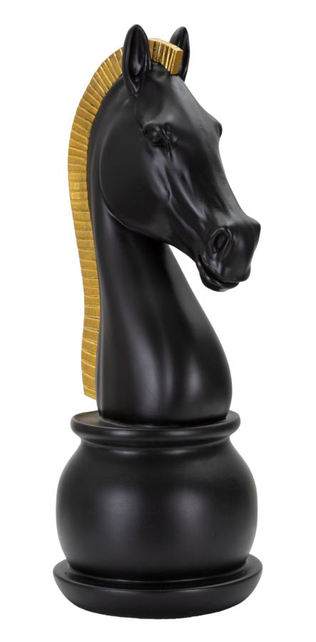 Schachfigur Springer Schwarz Gold 50 cm – Schach Deko