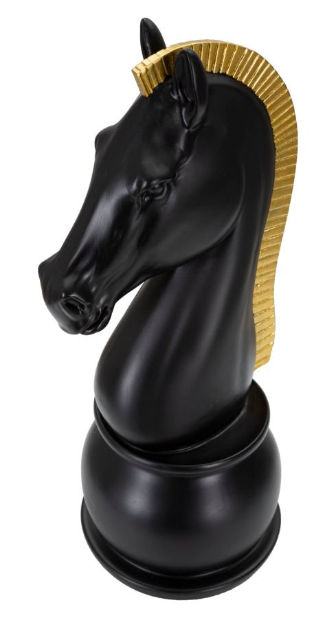 Schachfigur Springer Schwarz Gold 50 cm – Schach Deko