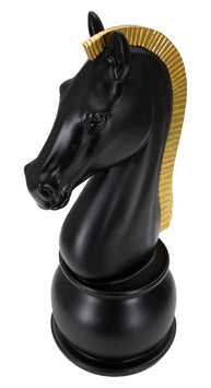 Schachfigur Springer Schwarz Gold 50 cm – Schach Deko