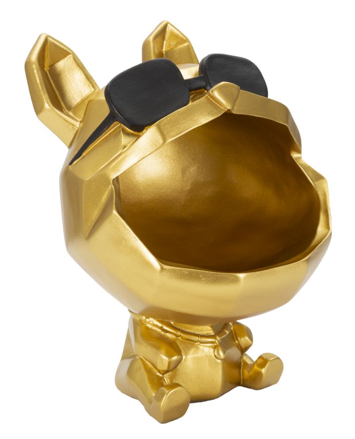 Dekofigur Hund mit Sonnenbrille Gold – Tierfigur