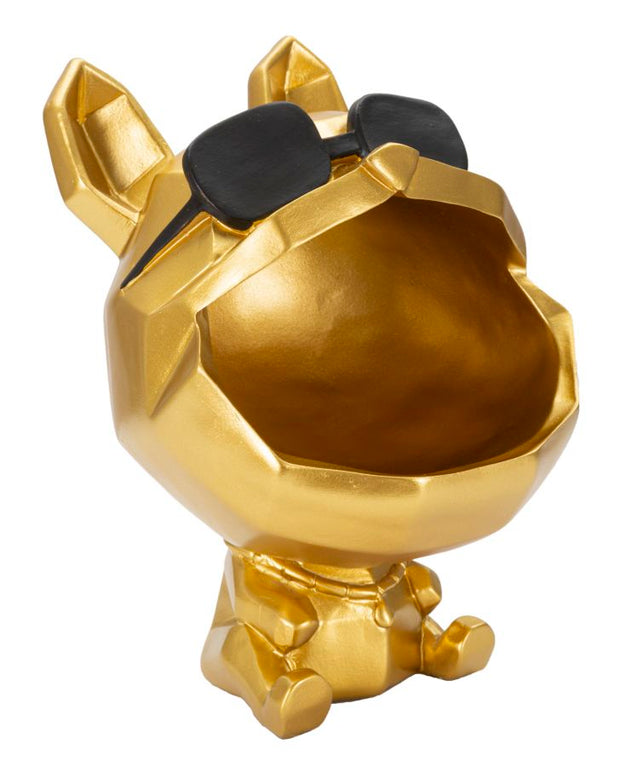 Dekofigur Hund mit Sonnenbrille Gold – Tierfigur