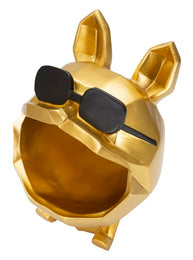 Dekofigur Hund mit Sonnenbrille Gold – Tierfigur