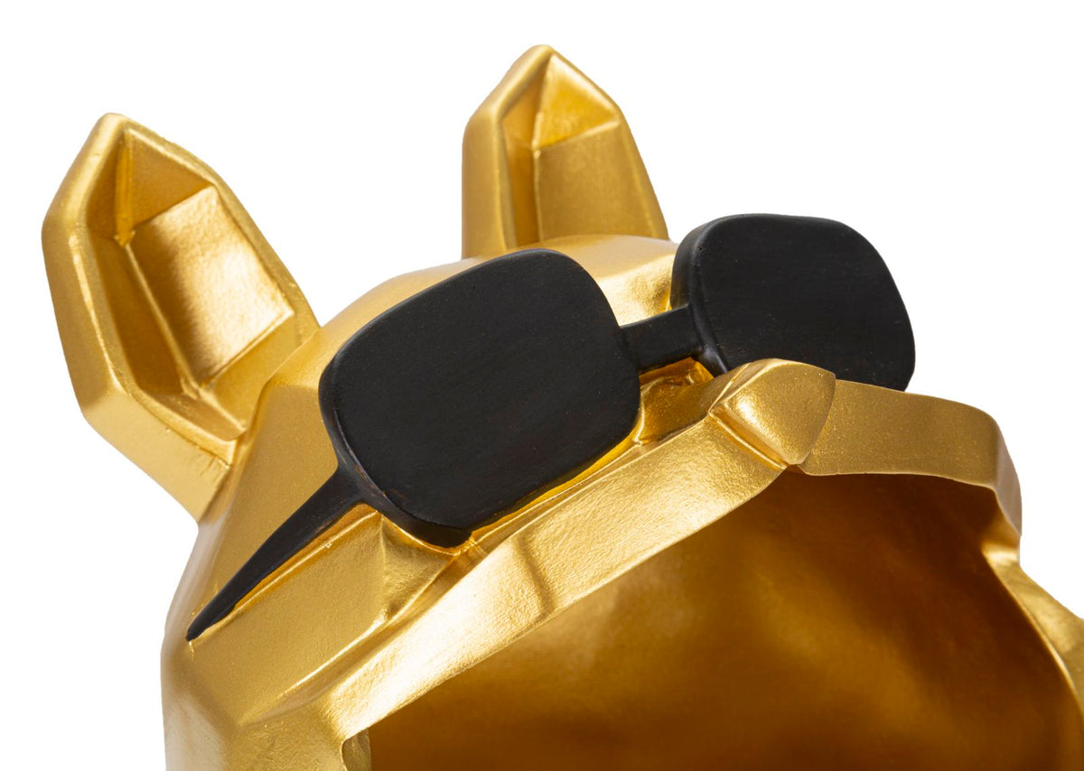 Dekofigur Hund mit Sonnenbrille Gold – Tierfigur