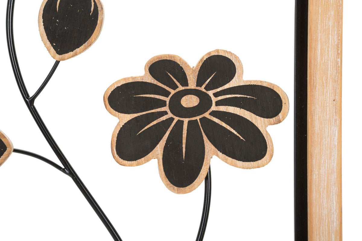 Wandpaneel Blumen Girish Braun Schwarz 30×60 cm B – Wanddeko