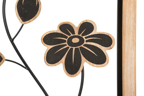 Wandpaneel Blumen Girish Braun Schwarz 30×60 cm B – Wanddeko