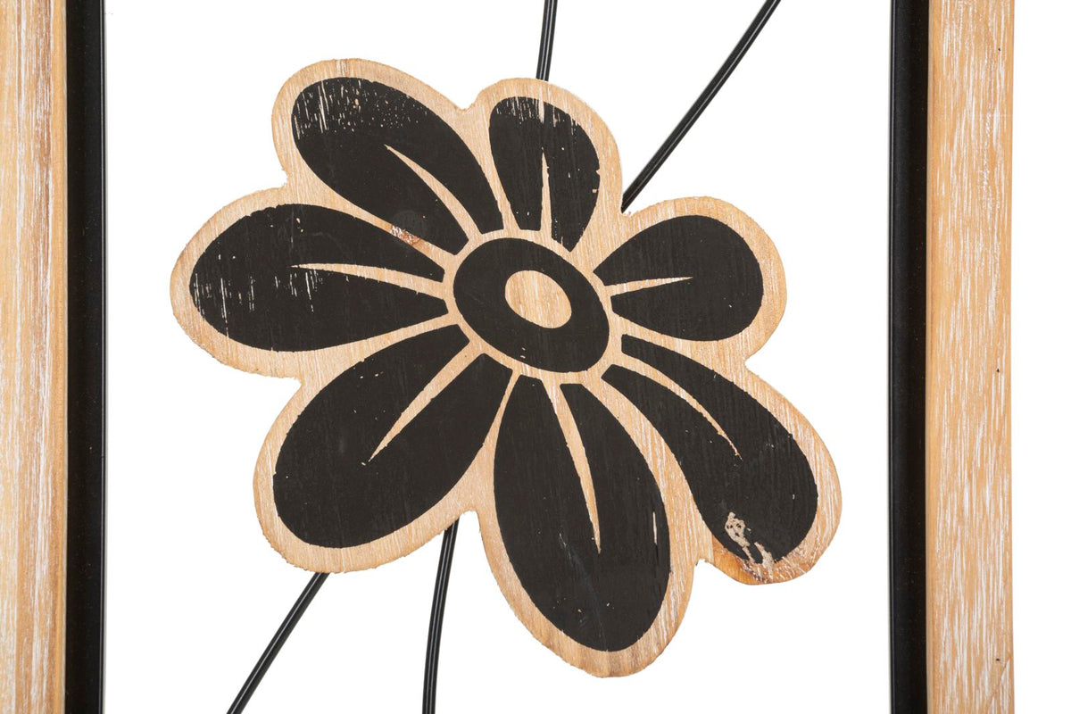Wandpaneel Blumen Koman Braun Schwarz 26×60 cm A – Wanddeko