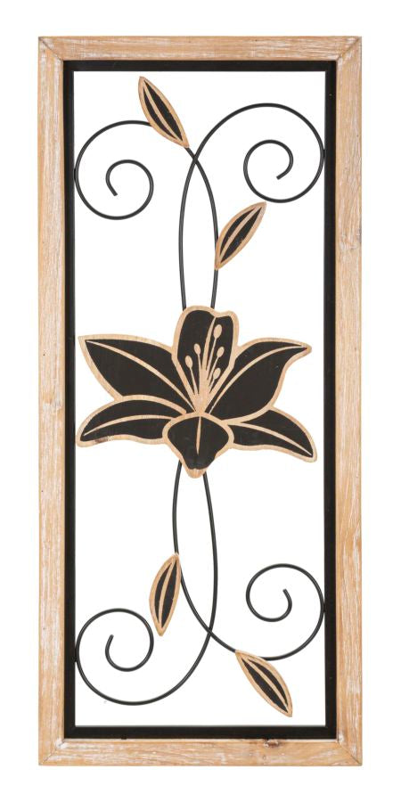 Wandpaneel Blumen Koman Braun Schwarz 26×60 cm B – Wanddeko