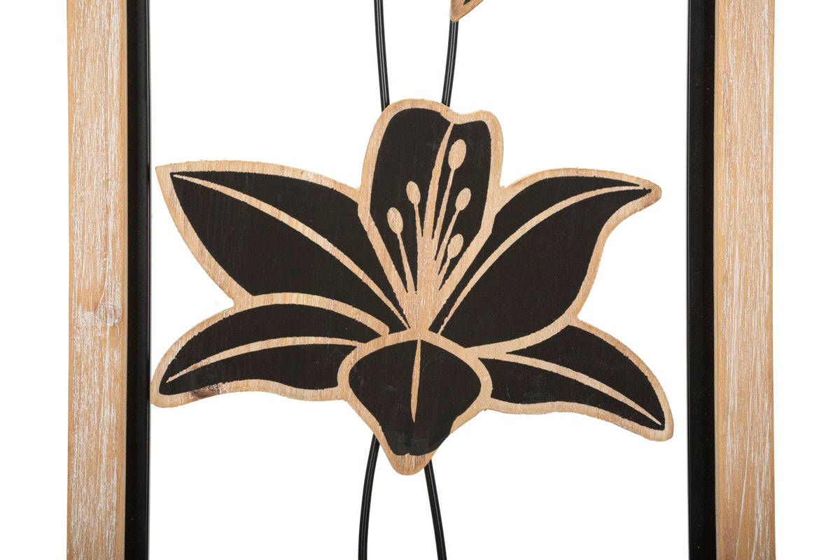 Wandpaneel Blumen Koman Braun Schwarz 26×60 cm B – Wanddeko