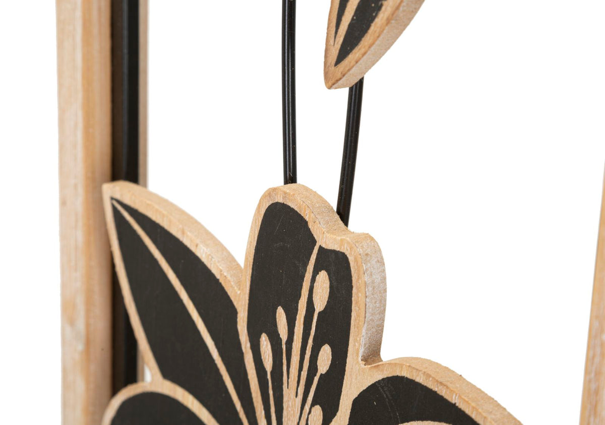 Wandpaneel Blumen Koman Braun Schwarz 26×60 cm B – Wanddeko