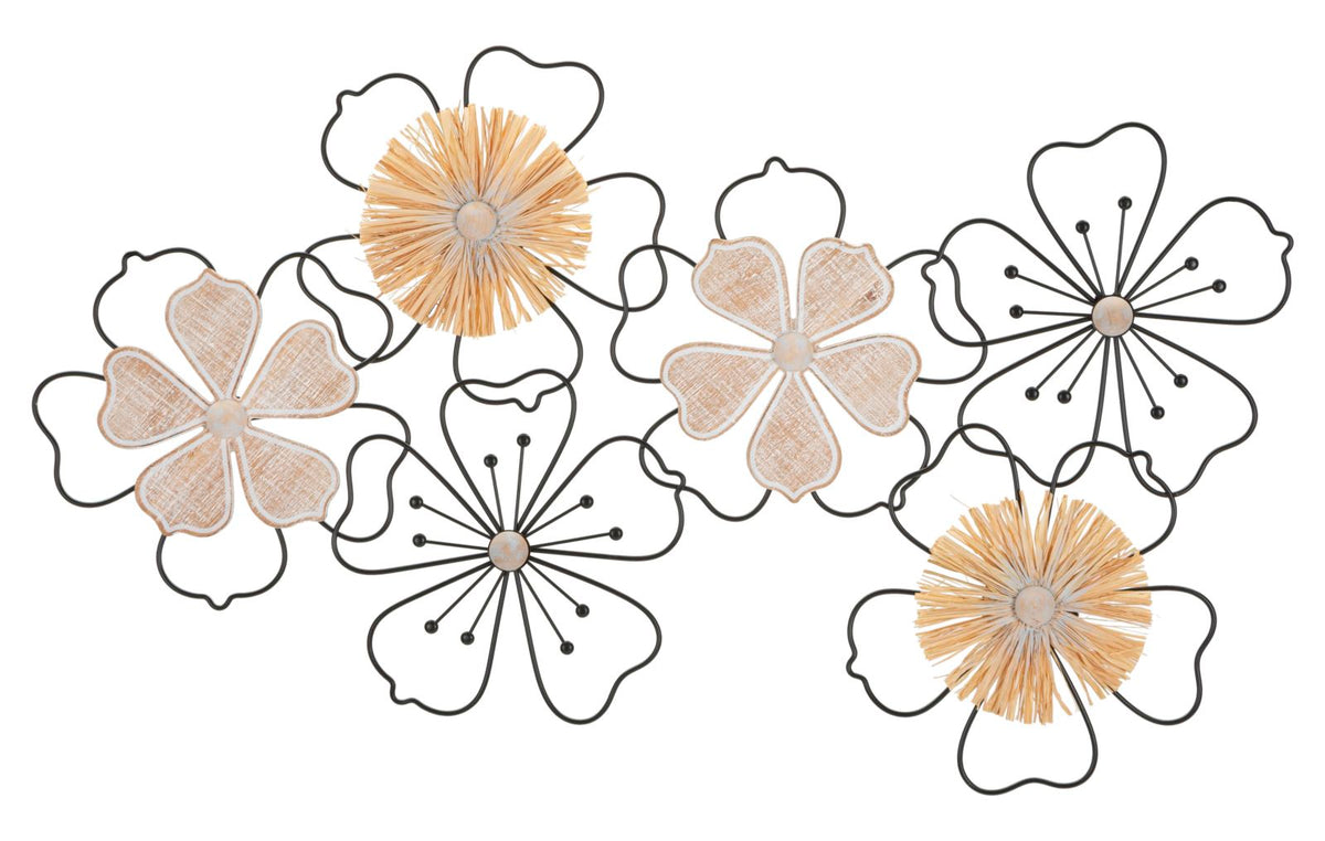Wandpaneel Blumen Braun Schwarz 42 cm – Wanddeko