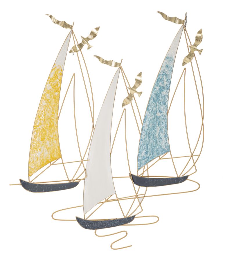 Wandpaneel Segelboote Möwen Bunt 97,8 cm – Wanddeko