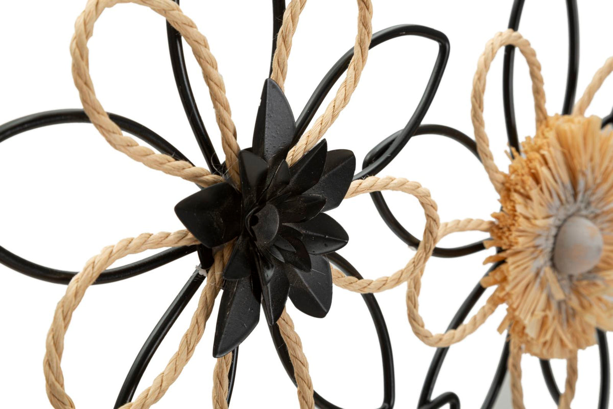 Wandpaneel Blumen Braun Schwarz 35 cm – Wanddeko