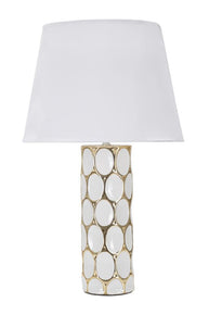 Tischlampe Carv Weiß Gold 56 cm – Tischleuchte