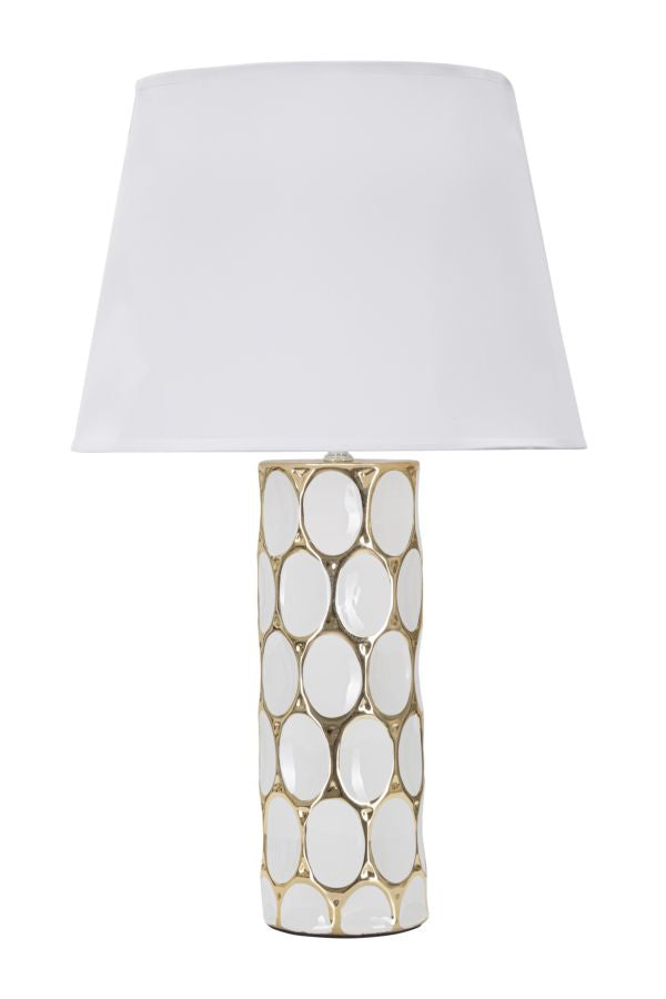 Tischlampe Carv Weiß Gold 56 cm – Tischleuchte