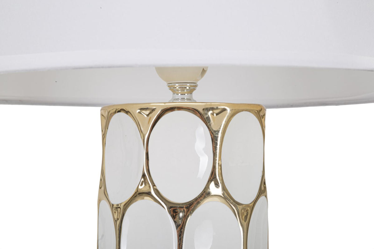 Tischlampe Carv Weiß Gold 56 cm – Tischleuchte