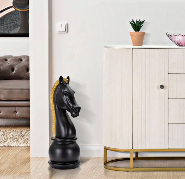 Schachfigur Springer Schwarz Gold 50 cm – Schach Deko