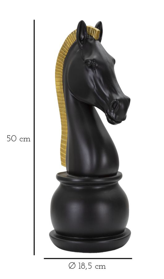 Schachfigur Springer Schwarz Gold 50 cm – Schach Deko