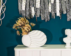 Vase Wellen Weiß Rund – Blumenvase Deko