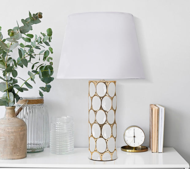Tischlampe Carv Weiß Gold 56 cm – Tischleuchte