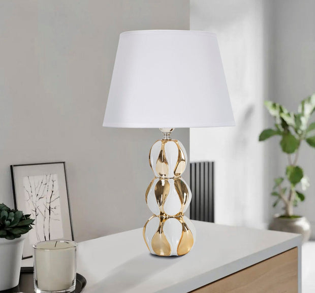 Tischlampe Kugeln Weiß Gold 46 cm – Tischleuchte