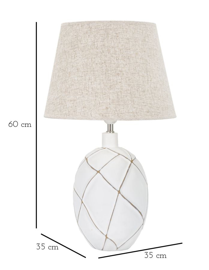 Tischlampe Lines Weiß Braun 60 cm – Tischleuchte