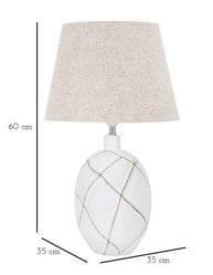Tischlampe Lines Weiß Braun 60 cm – Tischleuchte