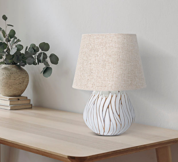 Tischlampe Honduras Weiß Braun 48 cm – Tischleuchte