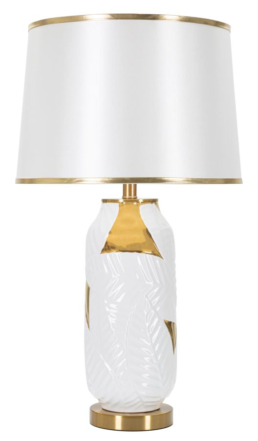 Tischlampe Gold Weiß 70 cm – Tischleuchte