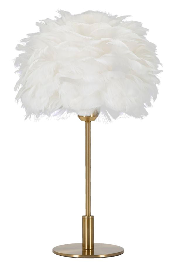 Tischlampe Feder Gold Weiß 50 cm – Tischleuchte