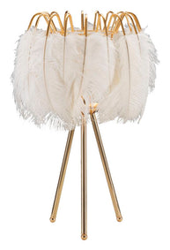 Tischlampe Feder Gold Weiß 60 cm – Tischleuchte